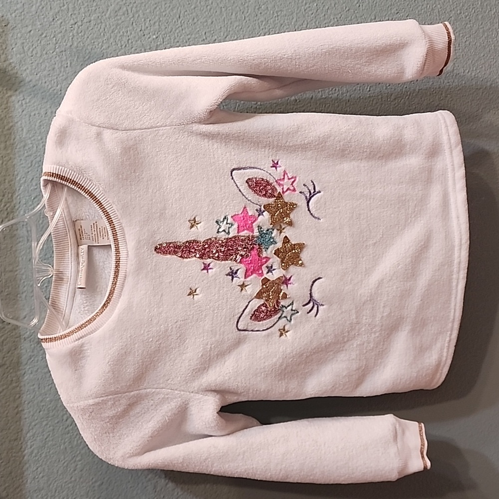 Cynthia Rowley Fleece Pullover with Unicorn Design Pale Blue Size 7/8